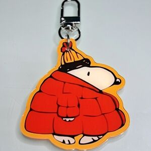 Snoopy in Red Puffer Jacket Keychain Purse Backpack Charm Clip